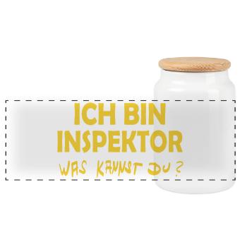 Beruf Inspektor - Panorama Keksdose mit Holzdeckel - Weiß - Vorne