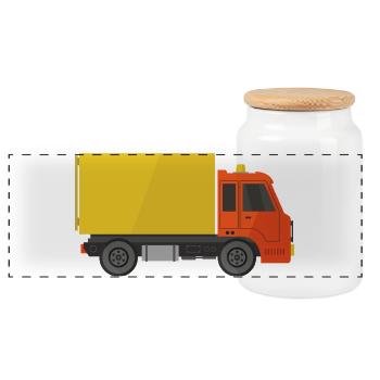 Lieferauto - Panorama Keksdose mit Holzdeckel - Weiß - Vorne