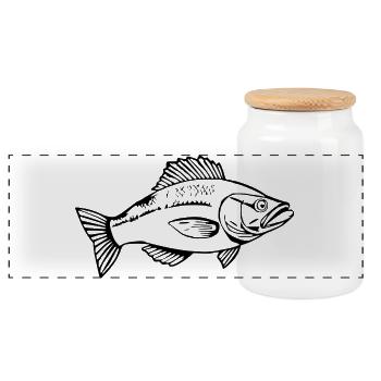 Fisch Angler T-shirt Geschenk Angler - Panorama Keksdose mit Holzdeckel - Weiß - Vorne