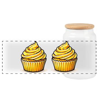 Cupcakes - Panoramic Cookie Jar with Wooden Lid - white - Front