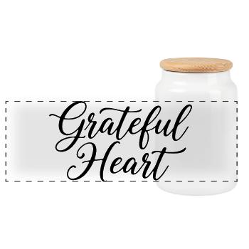 Grateful Heart Script - Panorama Keksdose mit Holzdeckel - Weiß - Vorne