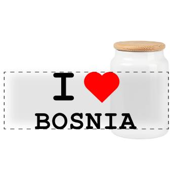 I love Bosnia - Ich liebe Bosnien - Panorama Keksdose mit Holzdeckel - Weiß - Vorne