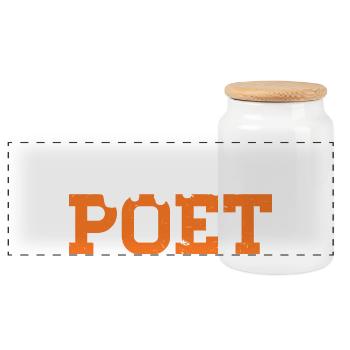 Badass Poet Typography Design - Panorama Keksdose mit Holzdeckel - Weiß - Vorne