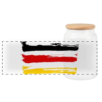 Deutschland  - Panorama Keksdose mit Holzdeckel - Weiß - Vorne