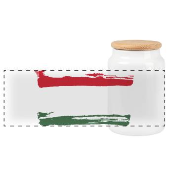 Hungary - Panoramic Cookie Jar with Wooden Lid - white - Front