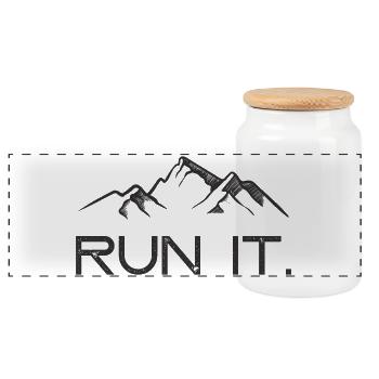Ultra Running – Lauf es! - Panorama Keksdose mit Holzdeckel - Weiß - Vorne