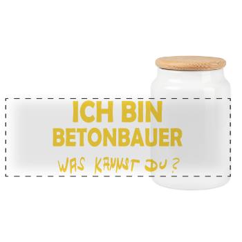Beruf Betonbauer - Panorama Keksdose mit Holzdeckel - Weiß - Vorne