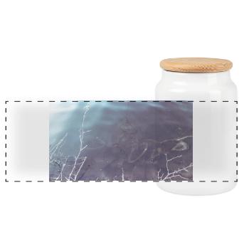 Bicycle water - Panoramic Cookie Jar with Wooden Lid - white - Front