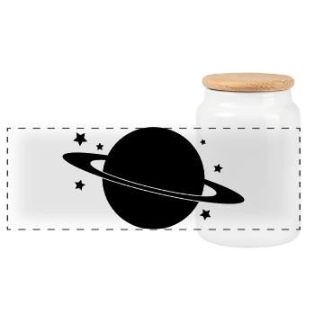 planet - Panoramic Cookie Jar with Wooden Lid - white - Front
