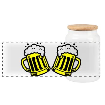 Bier Bierkrug Prost Comic - Panorama Keksdose mit Holzdeckel - Weiß - Vorne