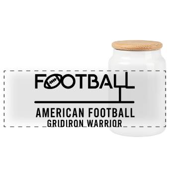 American Football Gridiron Warrior Design - Panorama Keksdose mit Holzdeckel - Weiß - Vorne