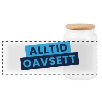 Immer unabhängig – stilvolle Aussage - Panorama Keksdose mit Holzdeckel - Weiß - Vorne