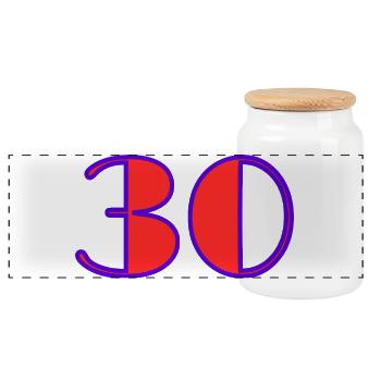 30. 30 ANS. 30e ANNIVERSAIRE. ANNIVERSAIRE 30 ANS. - Boîte à biscuits avec couvercle en bois - blanc - Devant