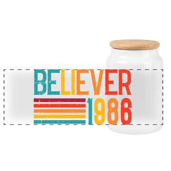 Believe 1986 Rainbow Retro - Panoramic Cookie Jar with Wooden Lid - white - Front