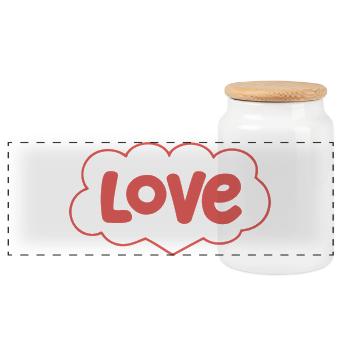 Amour en Nuage Rosé - Boîte à biscuits avec couvercle en bois - blanc - Devant