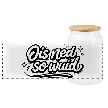 Ois ned so Wuid - Boîte à biscuits avec couvercle en bois - blanc - Devant