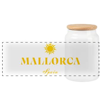 Mallorca Sun Vintage-Logo - Panorama Keksdose mit Holzdeckel - Weiß - Vorne