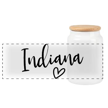 Indiana Heart Women’s Love Indiana - Boîte à biscuits avec couvercle en bois - blanc - Devant