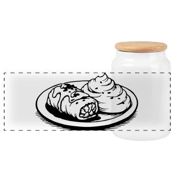 Golubzi cabbage wrap with mashed potatoes - Panoramic Cookie Jar with Wooden Lid - white - Front