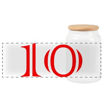 10. 10 YEARS. 10th ANNIVERSARY. 10 YEAR ANNIVERSARY. - Panoramic Cookie Jar with Wooden Lid - white - Front