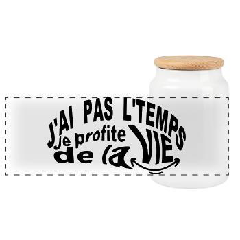 Je profite de la vie je n'ai pas le temps - Boîte à biscuits avec couvercle en bois - blanc - Devant