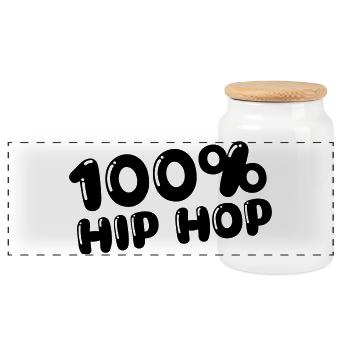 100 % Hip Hop - Boîte à biscuits avec couvercle en bois - blanc - Devant