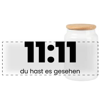 11:11 Du hast es gesehen – Mystisches Statement Sh - Panorama Keksdose mit Holzdeckel - Weiß - Vorne