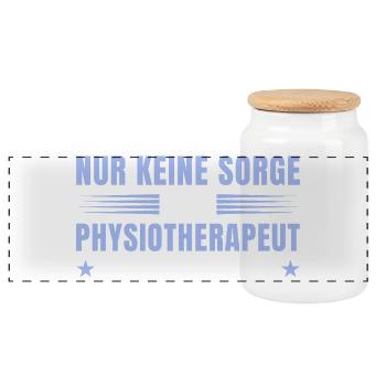 Physiotherapeut Geschenk – Keine Sorge Physio - Panorama Keksdose mit Holzdeckel - Weiß - Vorne