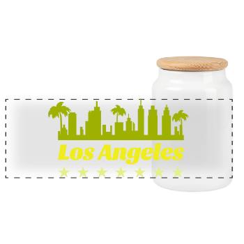 LA Skyline - Panorama Keksdose mit Holzdeckel - Weiß - Vorne