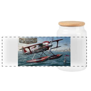 L’âge d’or de la course aérienne - Boîte à biscuits avec couvercle en bois - blanc - Devant