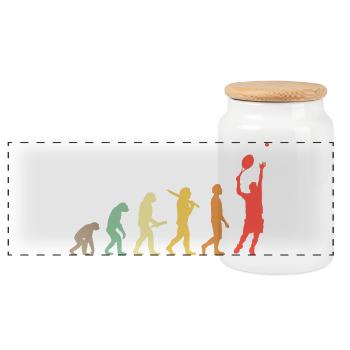 Tennis Evolution Retro-Geschenk für Tennisspieler - Panorama Keksdose mit Holzdeckel - Weiß - Vorne