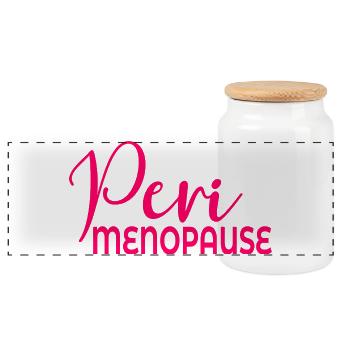 Wechseljahre Frauen Perimenopause - Panorama Keksdose mit Holzdeckel - Weiß - Vorne