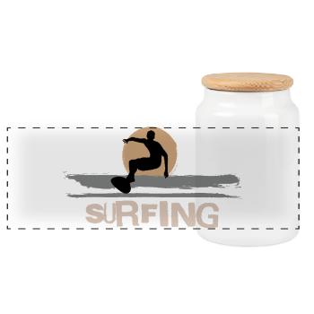 Surf Surfen Surfer - Panorama Keksdose mit Holzdeckel - Weiß - Vorne