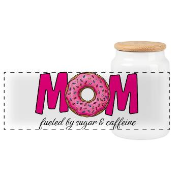 Mom fueled by sugar & caffeine - Panorama Keksdose mit Holzdeckel - Weiß - Vorne