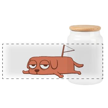 Funny Lazy Dog - Done - Moodmals - Panoramic Cookie Jar with Wooden Lid - white - Front