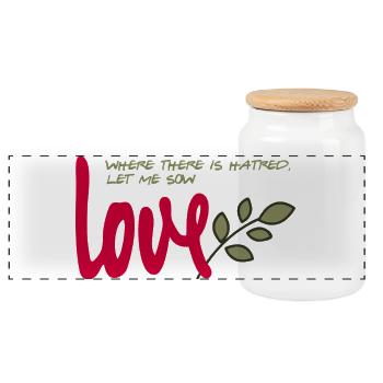 Let me sow love - Panoramic Cookie Jar with Wooden Lid - white - Front