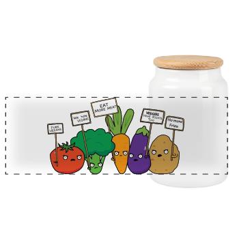 Veggie Anti-veganer Protest - Panorama Keksdose mit Holzdeckel - Weiß - Vorne
