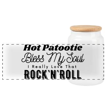 Hot Patootie Rock'n'Roll Song – Anpassbare Farbe - Panorama Keksdose mit Holzdeckel - Weiß - Vorne
