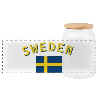 Sweden - Panoramic Cookie Jar with Wooden Lid - white - Front
