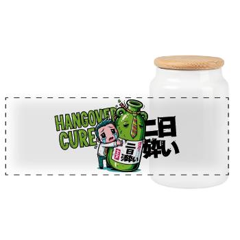 Cat support: Japan - Panoramic Cookie Jar with Wooden Lid - white - Front