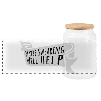 Maybe Swearing Will Help Sarkastisch Spruch Grafik - Panorama Keksdose mit Holzdeckel - Weiß - Vorne