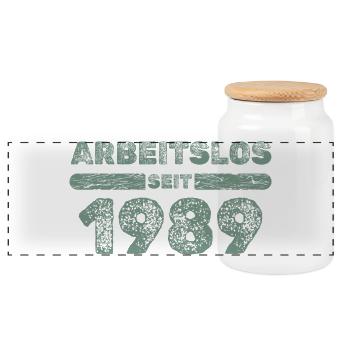 1989 - Panorama Keksdose mit Holzdeckel - Weiß - Vorne