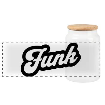 Funk Retro Script - Panoramic Cookie Jar with Wooden Lid - white - Front