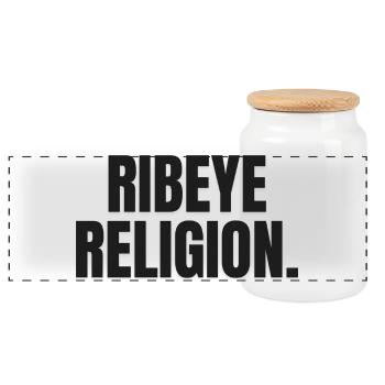 RELIGION DU RIBEYE | T-shirt Carnivore | Steak Lover - Boîte à biscuits avec couvercle en bois - blanc - Devant