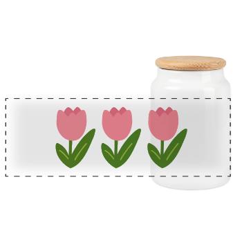Trois tulipes roses dans un style minimaliste - Boîte à biscuits avec couvercle en bois - blanc - Devant