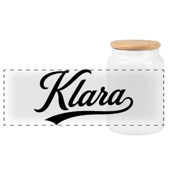 Klara Name Gift First Last Family - Panoramic Cookie Jar with Wooden Lid - white - Front