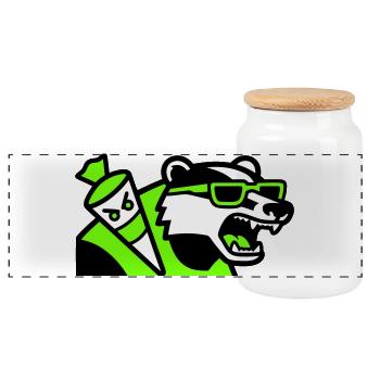Badger Sac d’école mascotte - Boîte à biscuits avec couvercle en bois - blanc - Devant