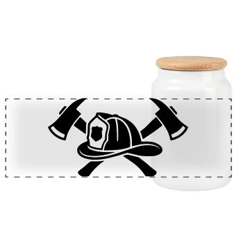 Logo du casque de pompier Aexte - Boîte à biscuits avec couvercle en bois - blanc - Devant