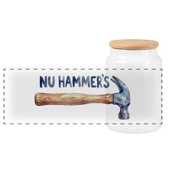 Aquarell Hammer - Nu Hammer's - Panorama Keksdose mit Holzdeckel - Weiß - Vorne