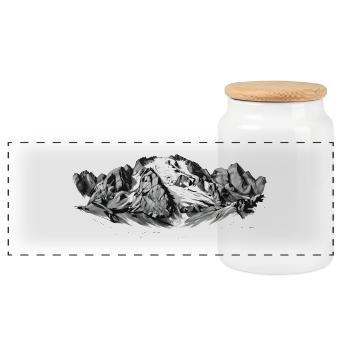 Marmolata Silhouette  Königin der Dolomiten Gipfel - Panorama Keksdose mit Holzdeckel - Weiß - Vorne
